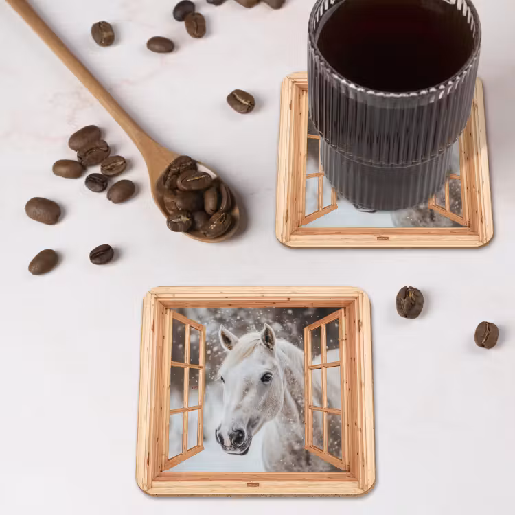 Untersetzer - Durchsichtig - Pferd - Weiß - Winter - Tiere — 4