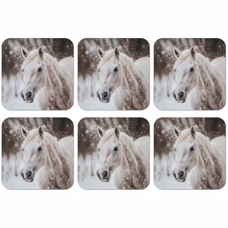 Untersetzer - Pferd - Weiß - Winter - Natur - Schnee - Tiere — 1