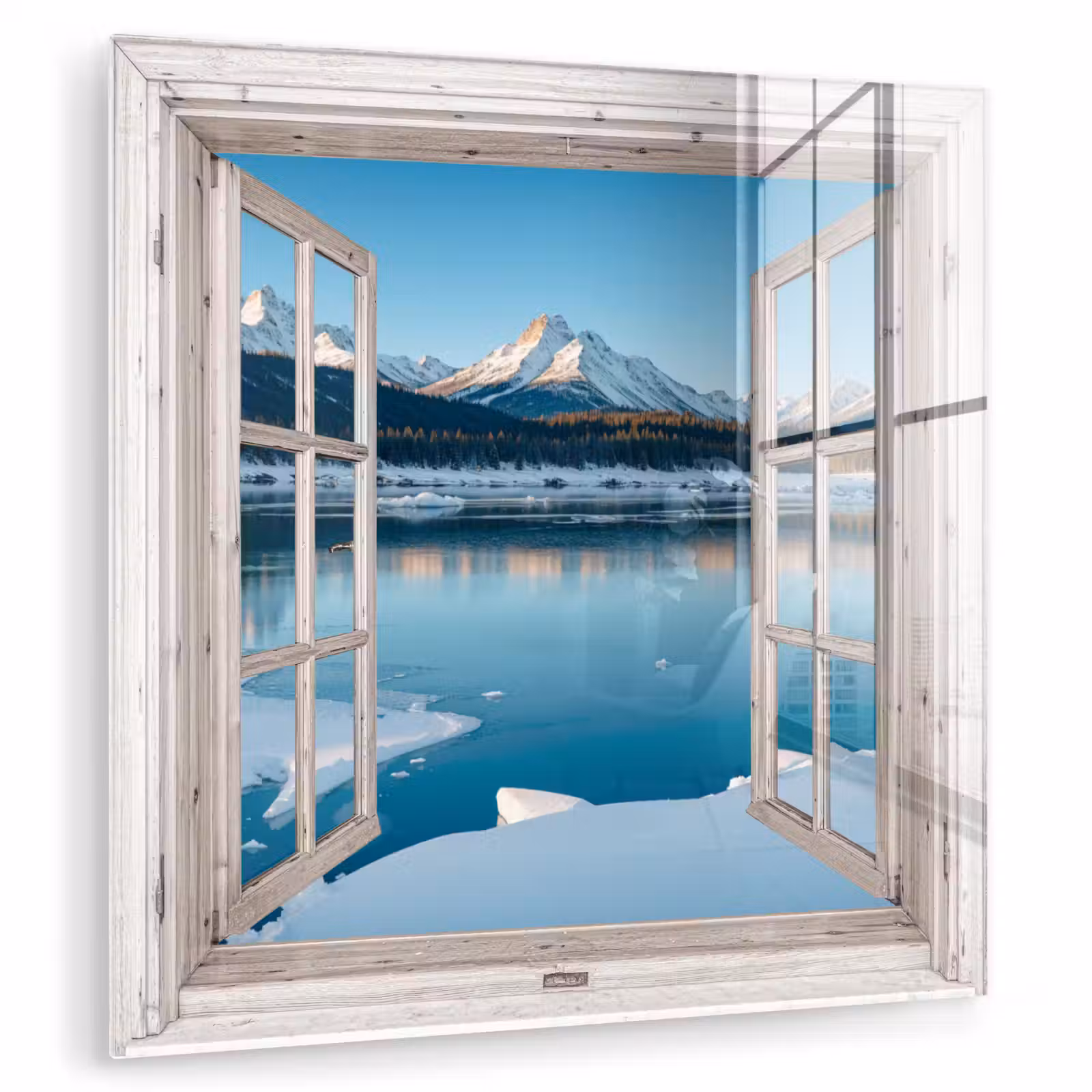 Glasbild - Landschaft - Winter - See - Berg - Aussicht - Licht — 1