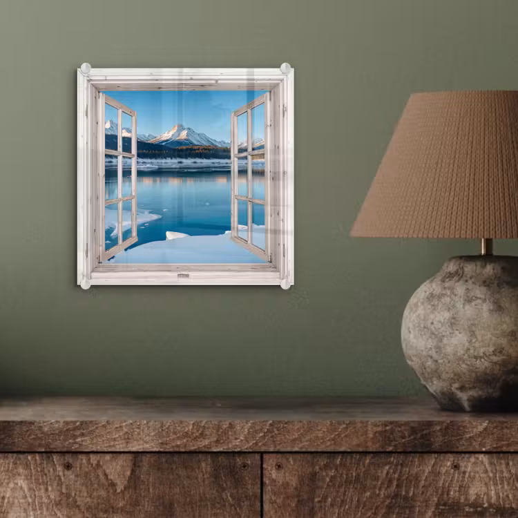 Glasbild - Landschaft - Winter - See - Berg - Aussicht - Licht — 4
