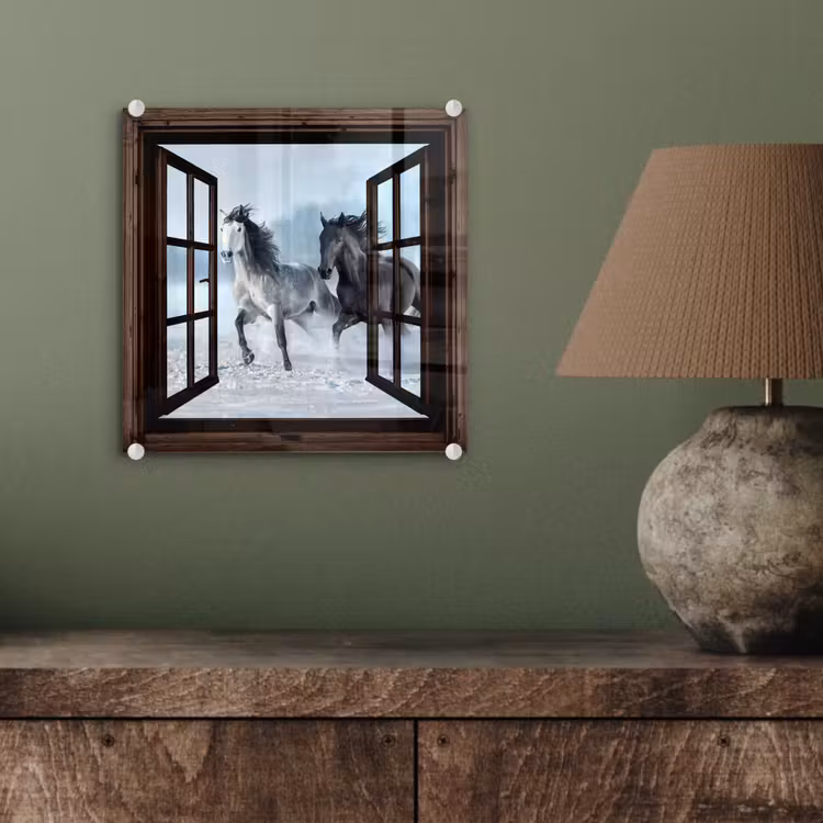 Glasbild - Pferde - Winter - Tiere - Natur - Durchblicken — 4