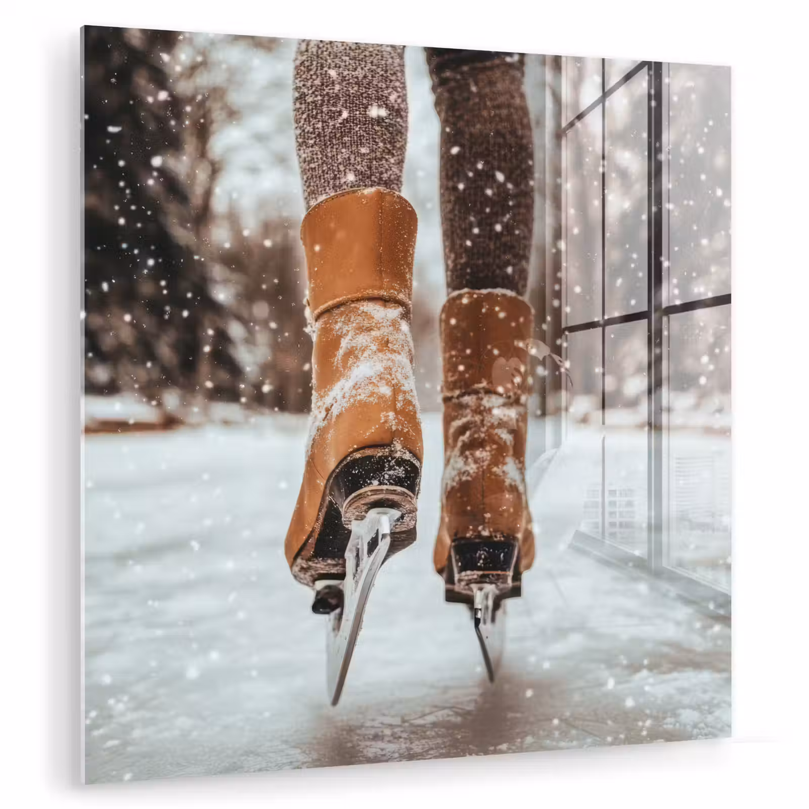 Glasbild - Schlittschuhlaufen - Eis - Winter - Schnee — 1