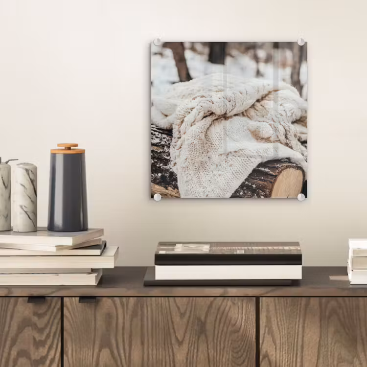 Glasbild - Decke - Weiß - Baumstumpf - Winter - Schnee — 2