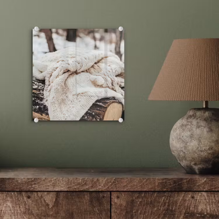 Glasbild - Decke - Weiß - Baumstumpf - Winter - Schnee — 4