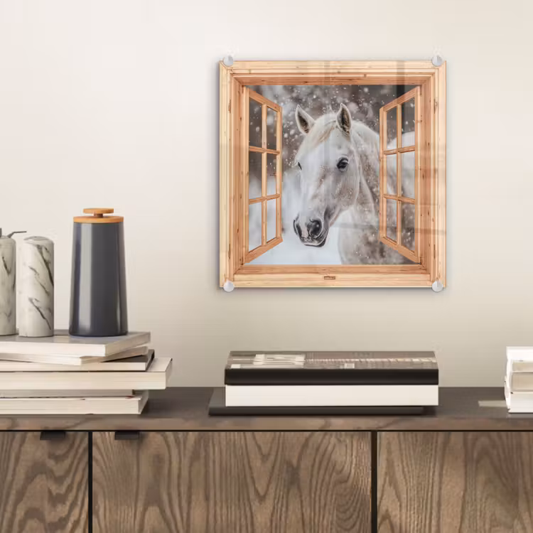 Glasbild - Durchsichtig - Pferd - Weiß - Winter - Tiere — 2