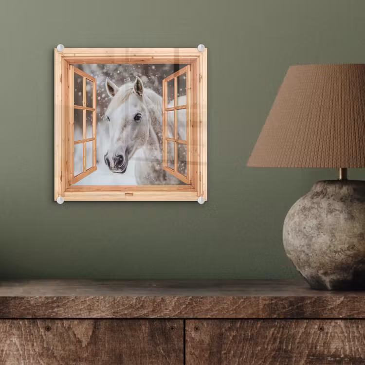 Glasbild - Durchsichtig - Pferd - Weiß - Winter - Tiere — 4