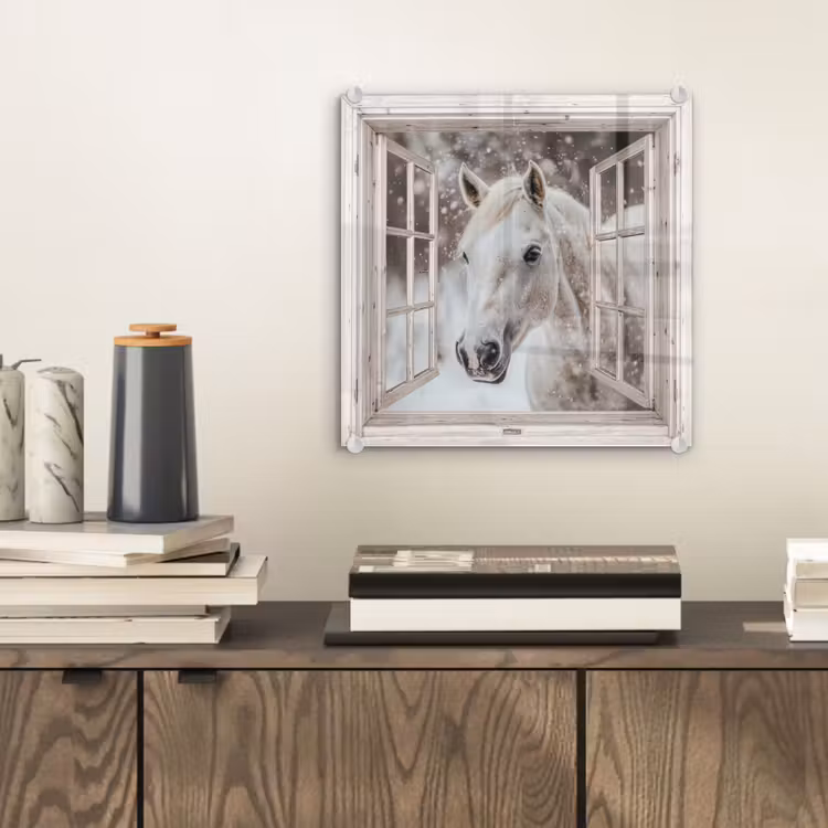 Glasbild - Pferd - Weiß - Winter - Schnee - Durchsichtig - Tiere — 2