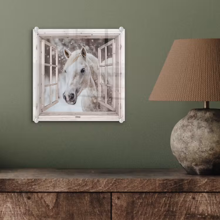Glasbild - Pferd - Weiß - Winter - Schnee - Durchsichtig - Tiere — 4