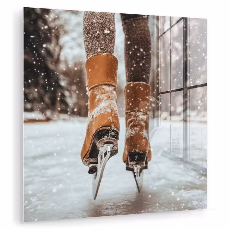Glasbild - Schlittschuhlaufen - Eis - Winter - Schnee — 1