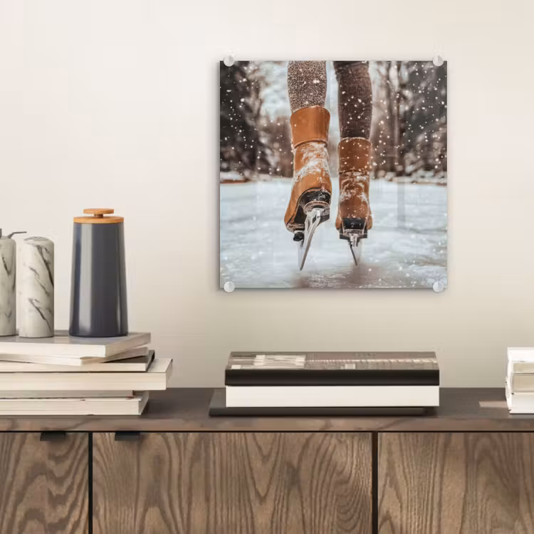 Glasbild - Schlittschuhlaufen - Eis - Winter - Schnee — 2