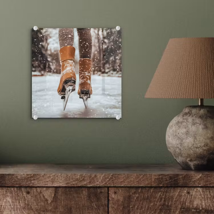 Glasbild - Schlittschuhlaufen - Eis - Winter - Schnee — 4