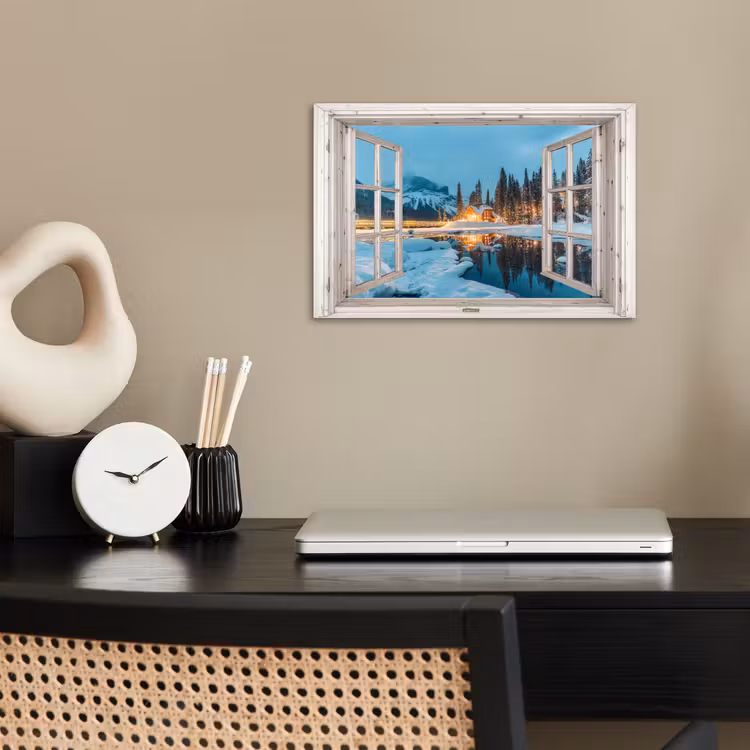 Poster - Durchblick - Winterlandschaft - Natur - Haus - Berge — 2