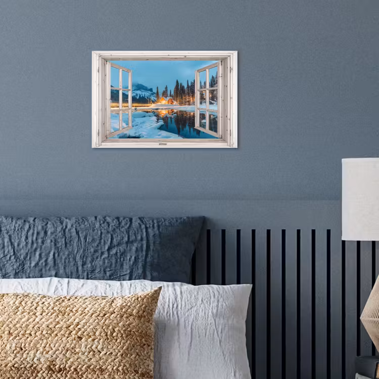 Poster - Durchblick - Winterlandschaft - Natur - Haus - Berge — 3