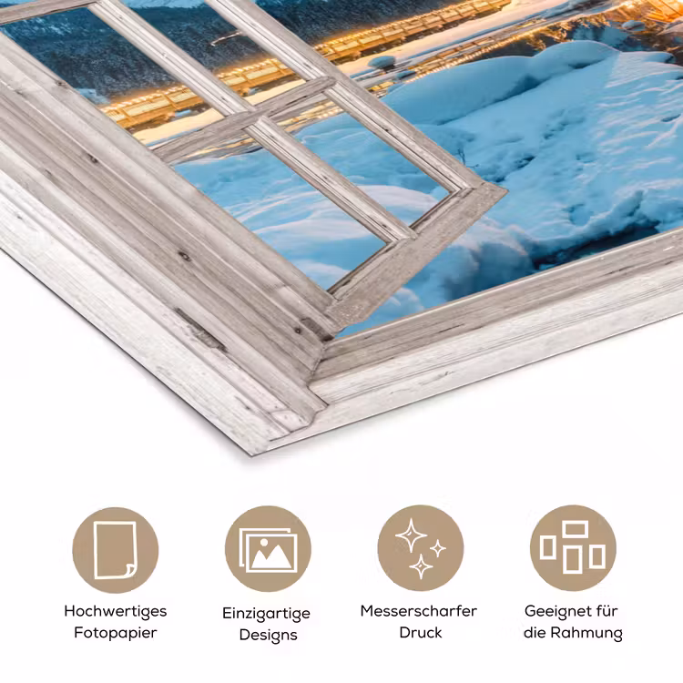 Poster - Durchblick - Winterlandschaft - Natur - Haus - Berge — 5
