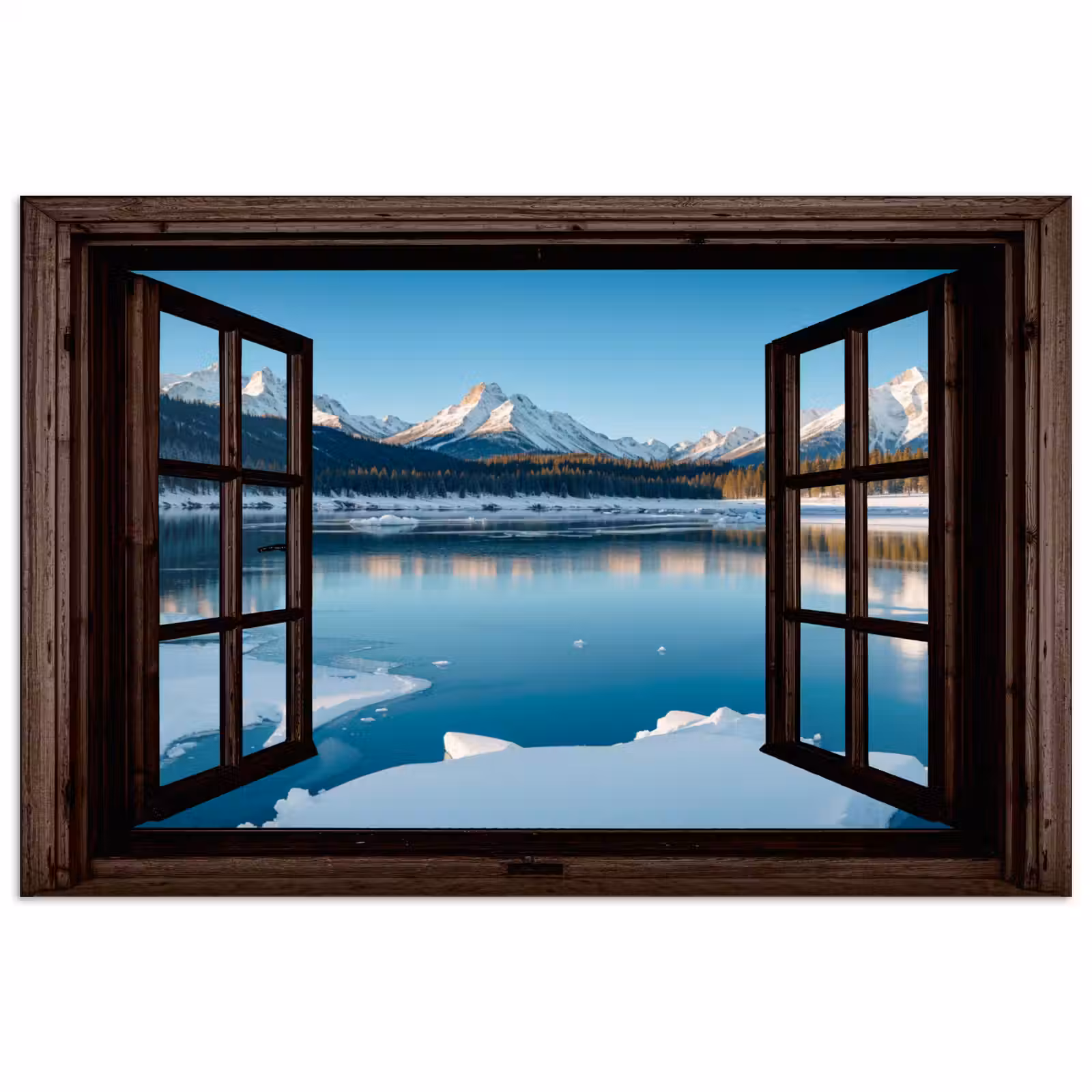 Poster - Durchblick - Winterlandschaft - See - Berge - Ausblicke — 1