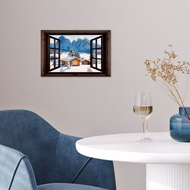 Poster - Aussicht - Winter - Landschaft - Hütte - Berge — 4