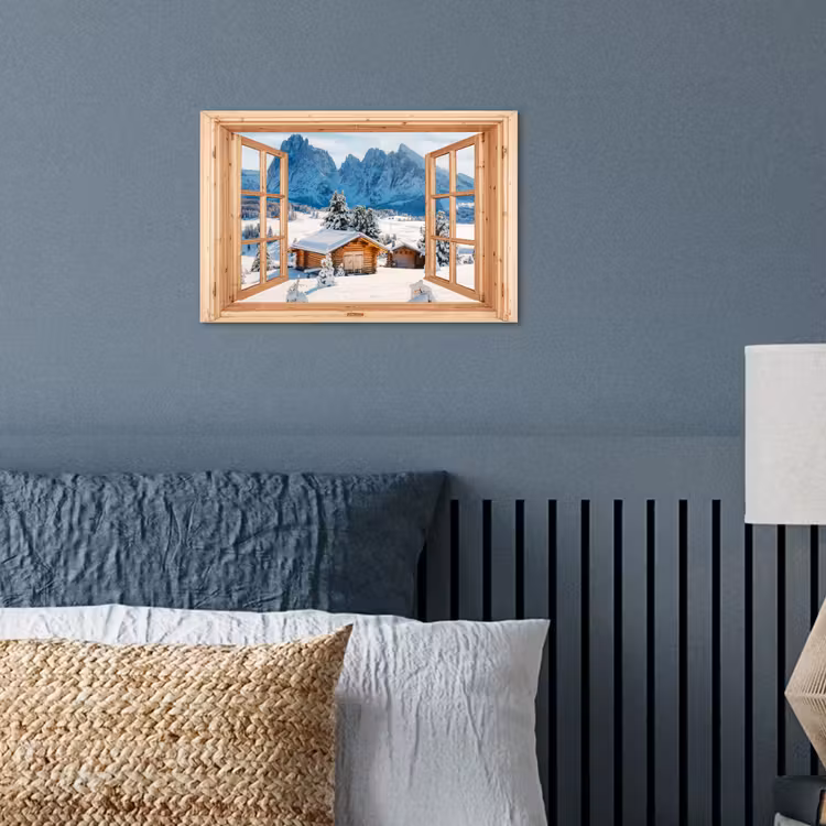 Poster - Durchblick - Winterlandschaft - Hütte - Berge - Aussicht — 3