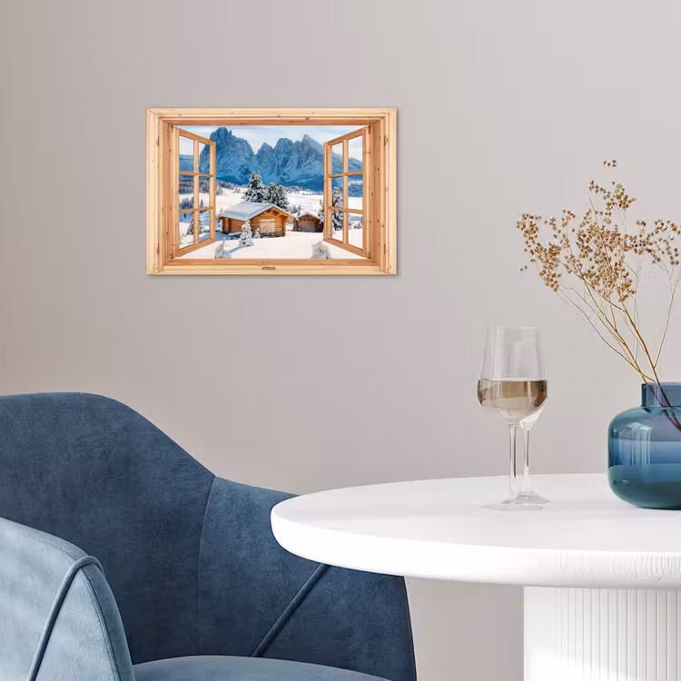 Poster - Durchblick - Winterlandschaft - Hütte - Berge - Aussicht — 4