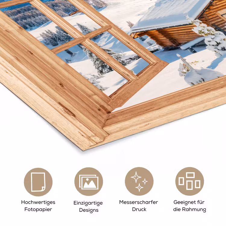 Poster - Durchblick - Winterlandschaft - Hütte - Berge - Aussicht — 5