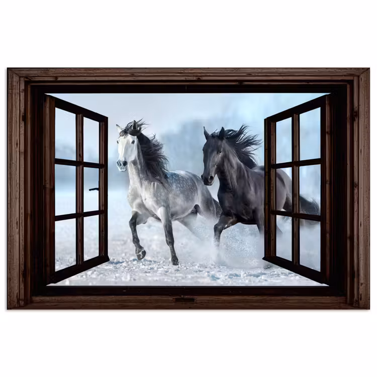 Poster - Pferde - Winter - Tiere - Natur - Durchblicken — 1