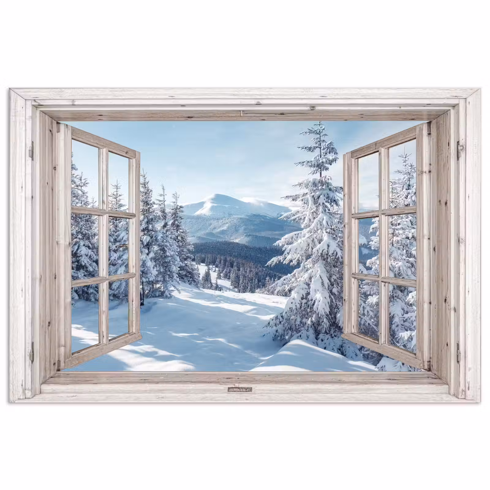 Poster - Durchsichtig - Winter - Landschaft - Natur - Berg - Bäume - Weiß — 1