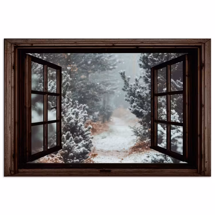Poster - Wald - Winter - Bäume - Natur - Weg - Aussicht — 1