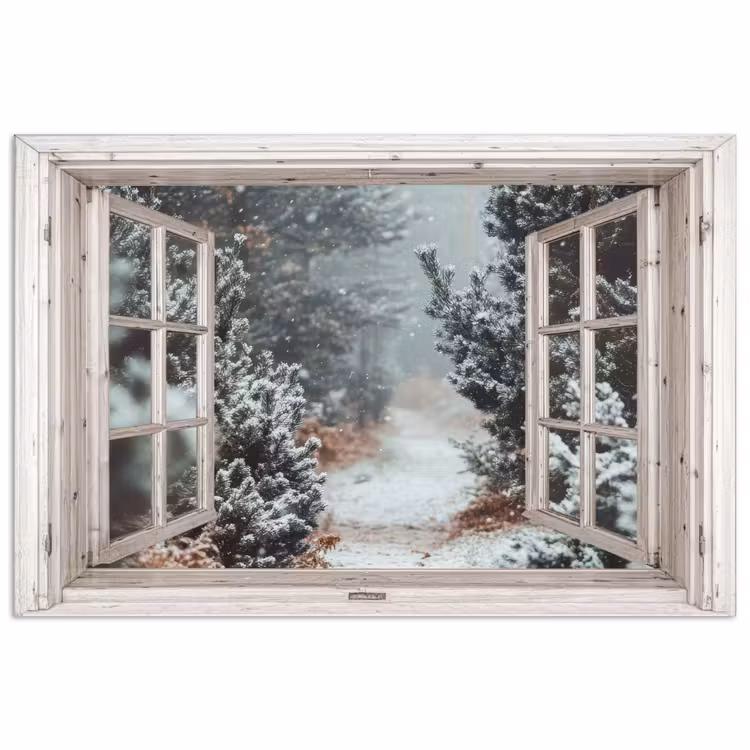Poster - Wald - Winter - Bäume - Natur - Weg - Aussicht - Weiß — 1