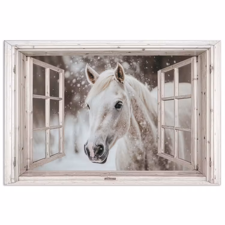 Poster - Pferd - Weiß - Winter - Schnee - Durchsichtig - Tiere — 1