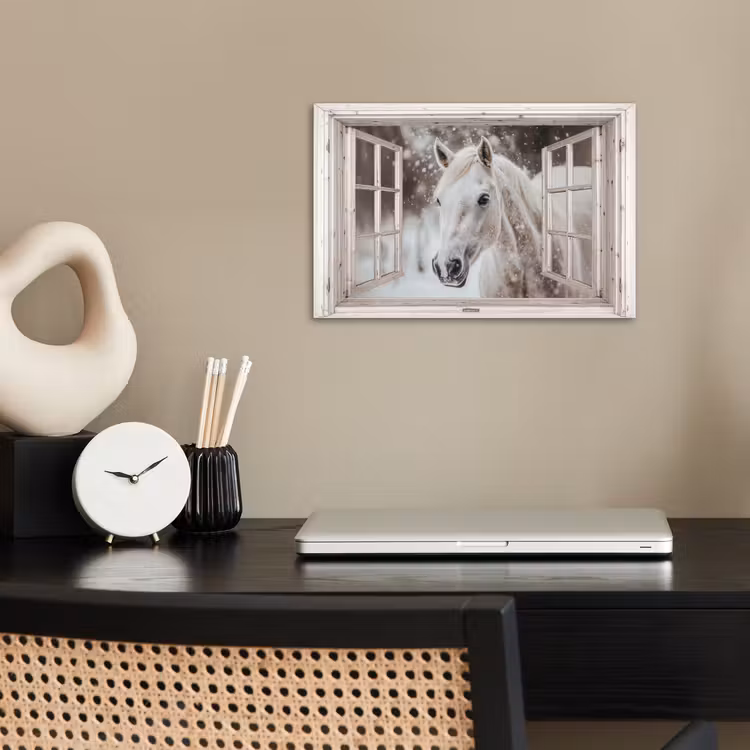 Poster - Pferd - Weiß - Winter - Schnee - Durchsichtig - Tiere — 2
