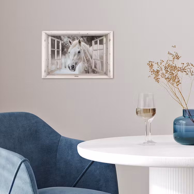 Poster - Pferd - Weiß - Winter - Schnee - Durchsichtig - Tiere — 4