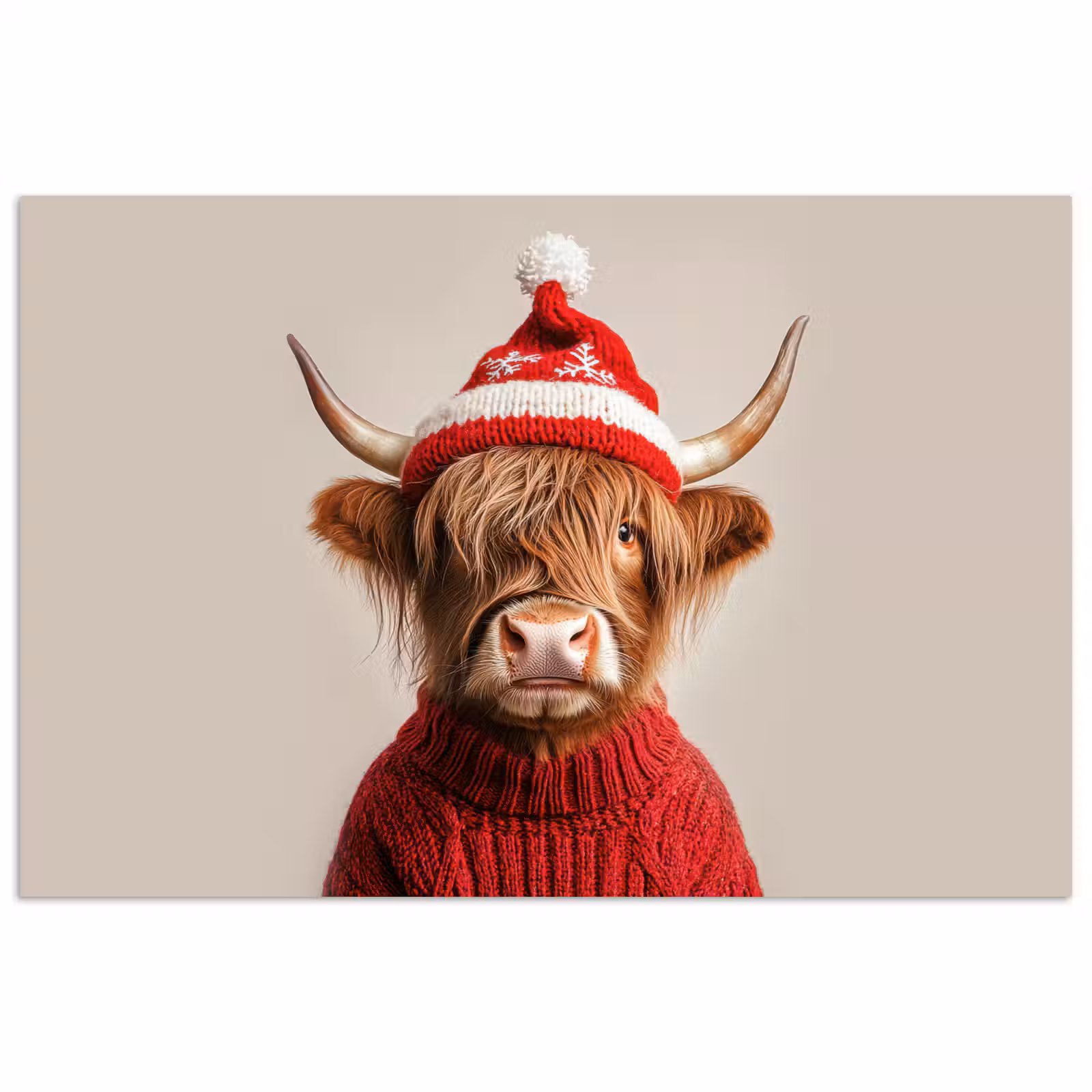Poster - Schottischer Highlander - Weihnachten - Mütze - Pullover - Winter — 1