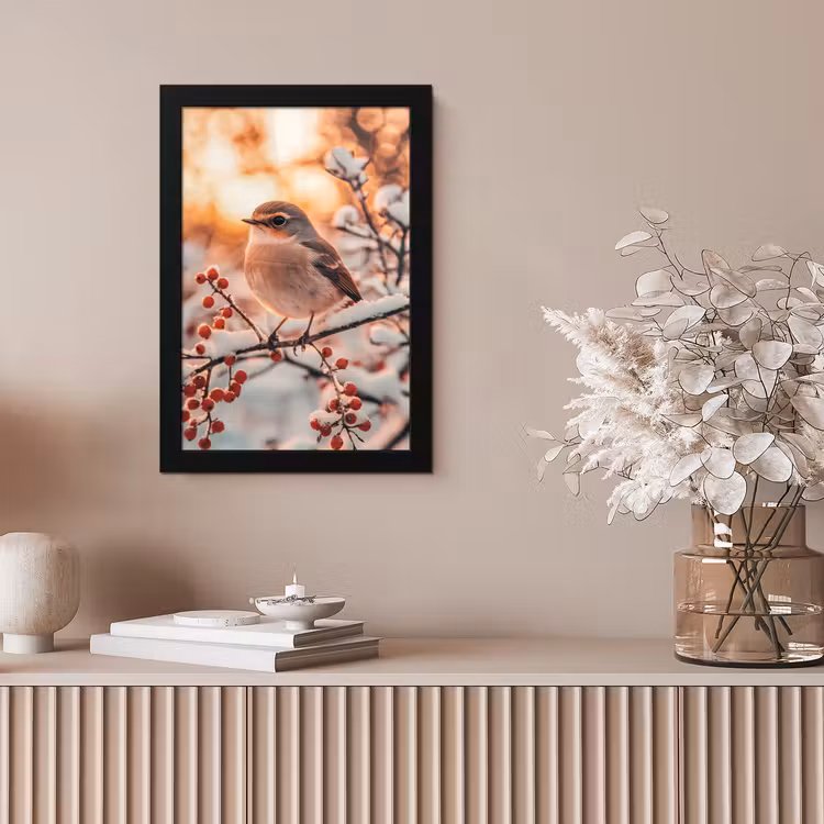 Bilder mit Rahmen - Vogel - Zweig - Winter - Tiere - Schnee — 4