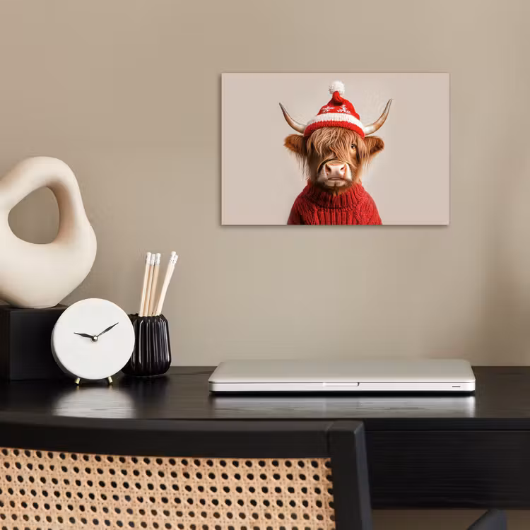 Poster - Schottischer Highlander - Weihnachten - Mütze - Pullover - Winter — 2