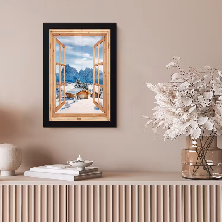 Bilder mit Rahmen - Durchblick - Winterlandschaft - Hütte - Berge - Aussicht — 4