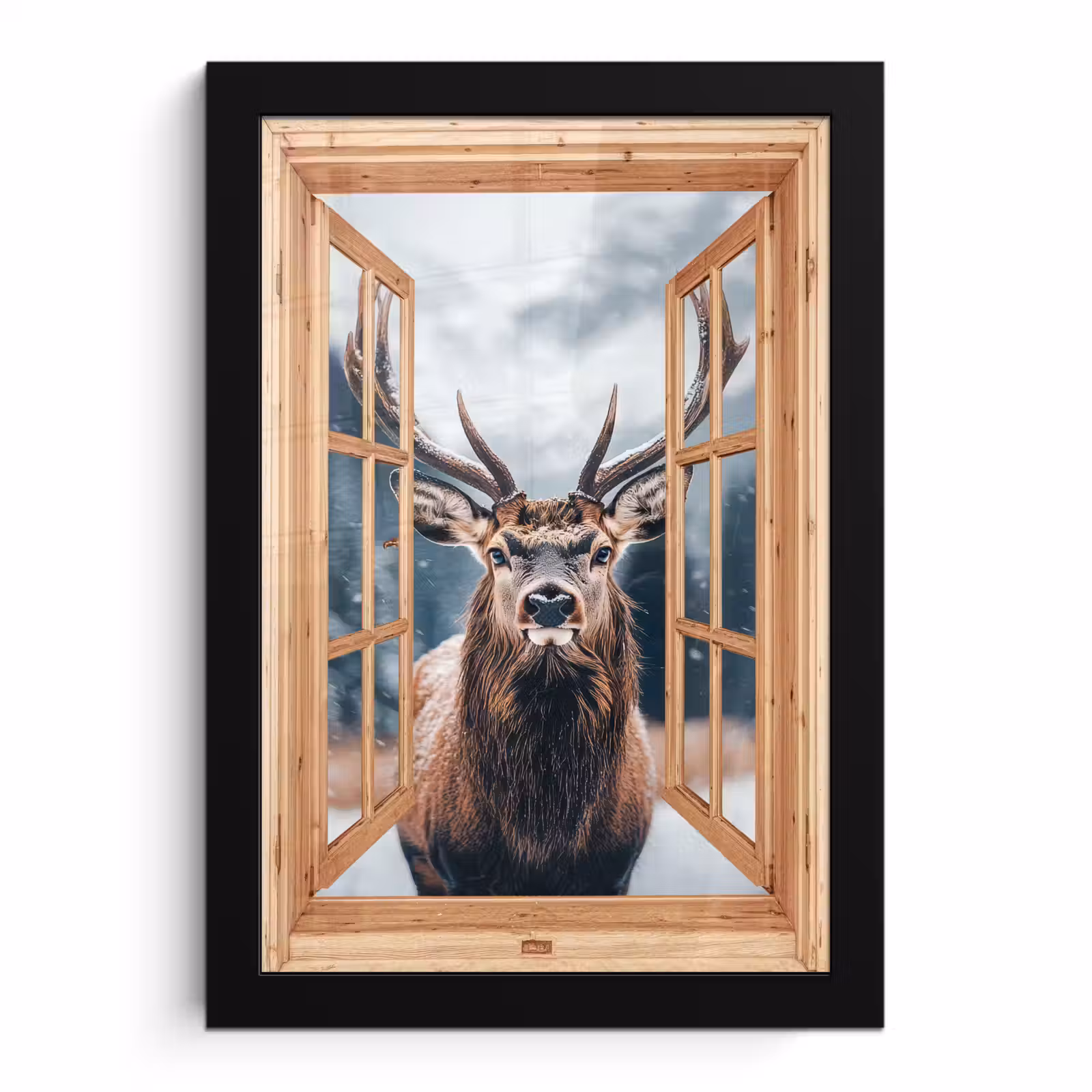 Bilder mit Rahmen - Durchblick - Hirsche - Tiere - Winterlandschaft - Schnee — 1