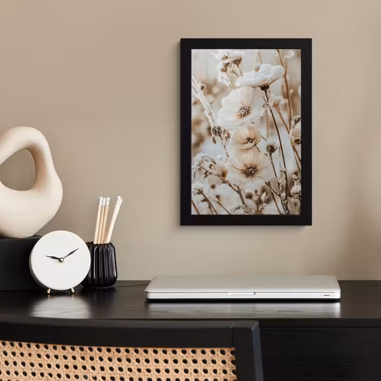 Bilder mit Rahmen - Blumen - Winter - Weiß - Schnee - Beige — 2