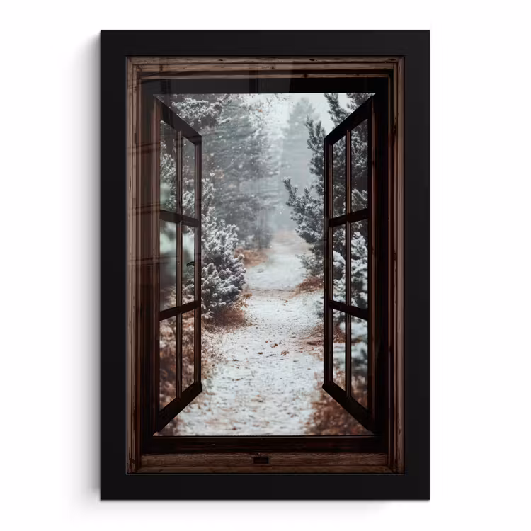 Bilder mit Rahmen - Wald - Winter - Bäume - Natur - Weg - Aussicht — 1