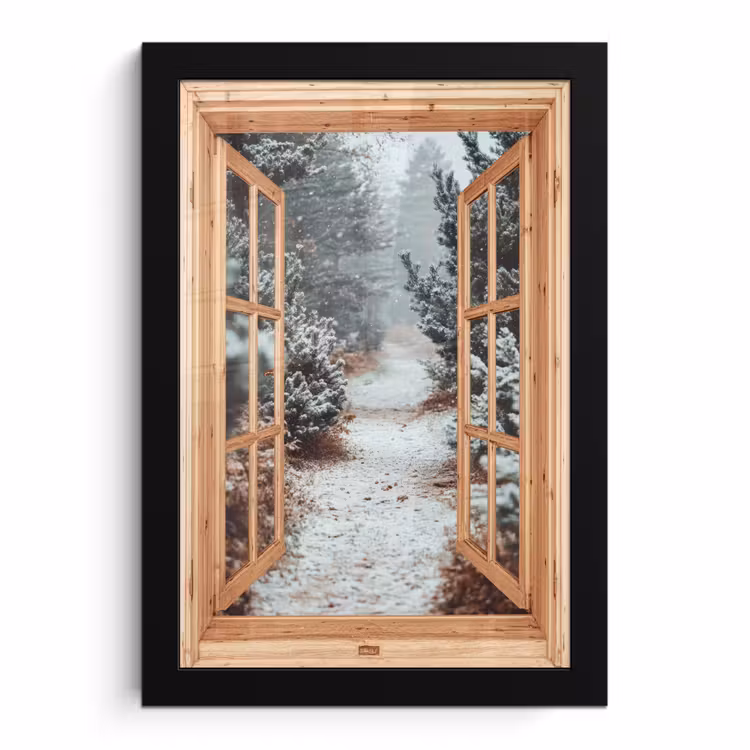 Bilder mit Rahmen - Wald - Winter - Bäume - Natur - Weg - Aussicht — 1