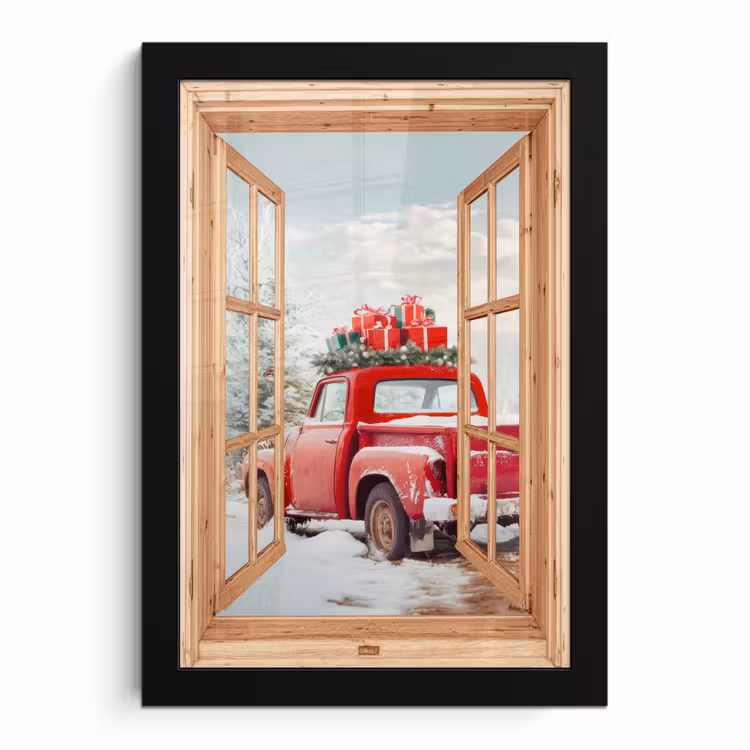 Bilder mit Rahmen - Durchsichtig - Auto - Weihnachten - Geschenke - Winter - Landschaft — 1