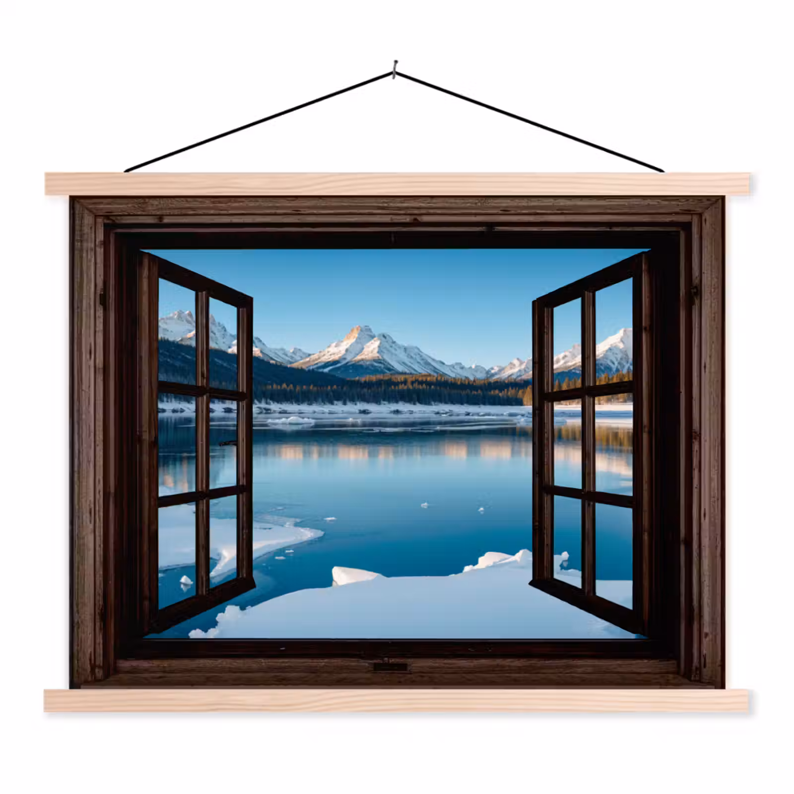 Stoffbild - Durchblick - Winterlandschaft - See - Berge - Ausblicke — 1