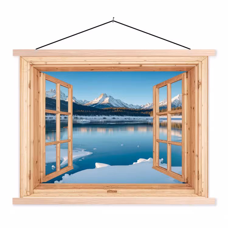 Stoffbild - Ansichten - Landschaft - Winter - See - Berg - Aussicht — 1