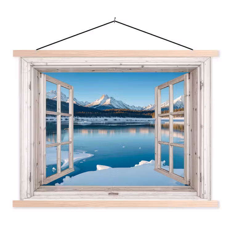Stoffbild - Landschaft - Winter - See - Berg - Aussicht - Licht — 1