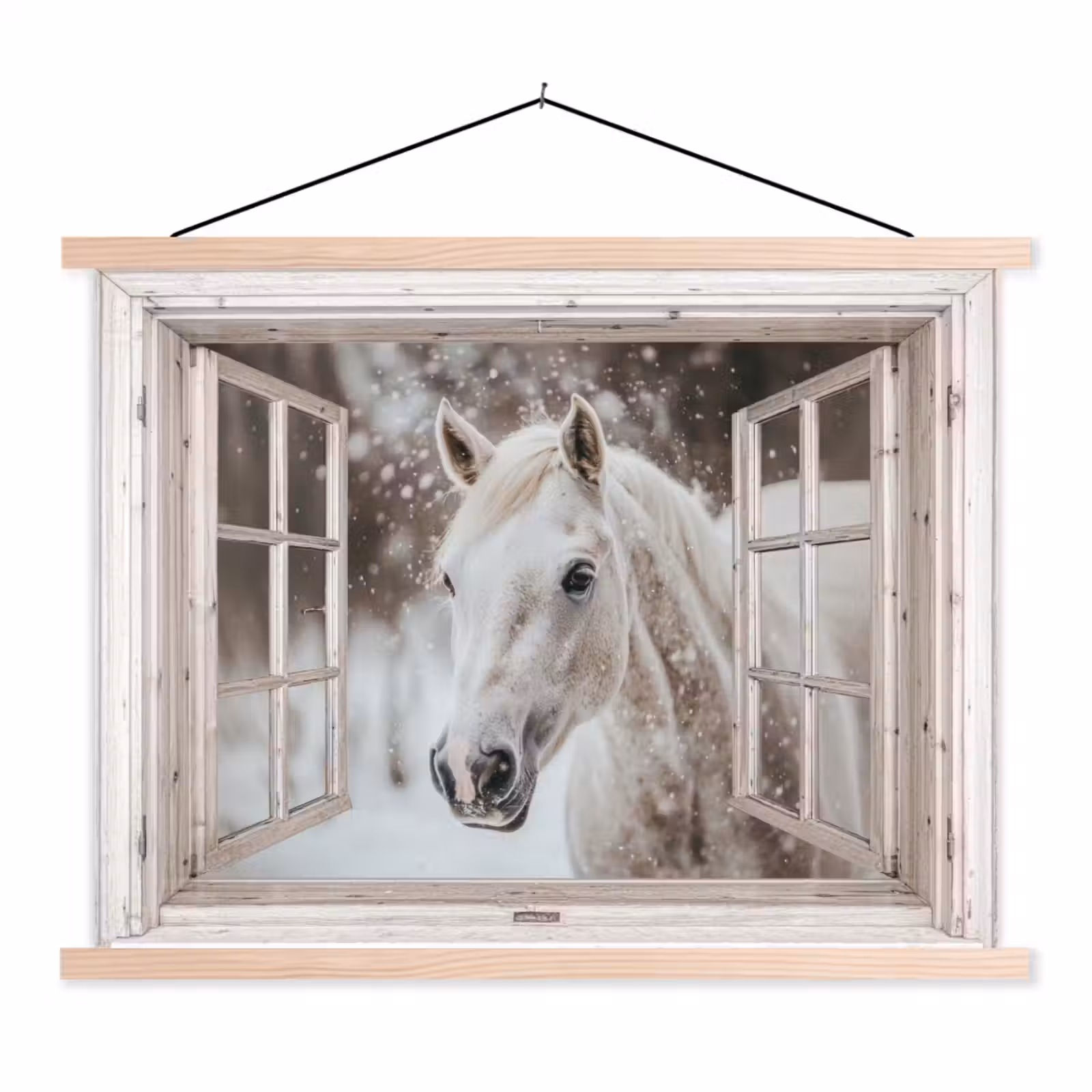 Stoffbild - Pferd - Weiß - Winter - Schnee - Durchsichtig - Tiere — 1