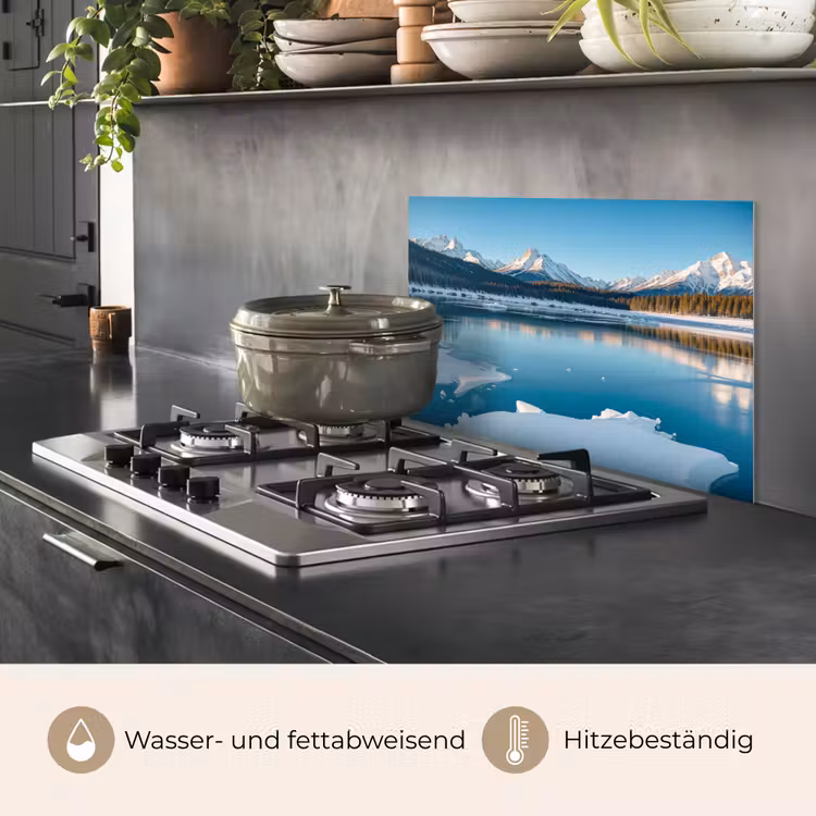 Spritzschutz Küche - Landschaft - Winter - See - Berg - Aussicht - Eis — 3