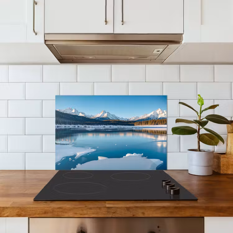 Spritzschutz Küche - Landschaft - Winter - See - Berg - Aussicht - Eis — 4