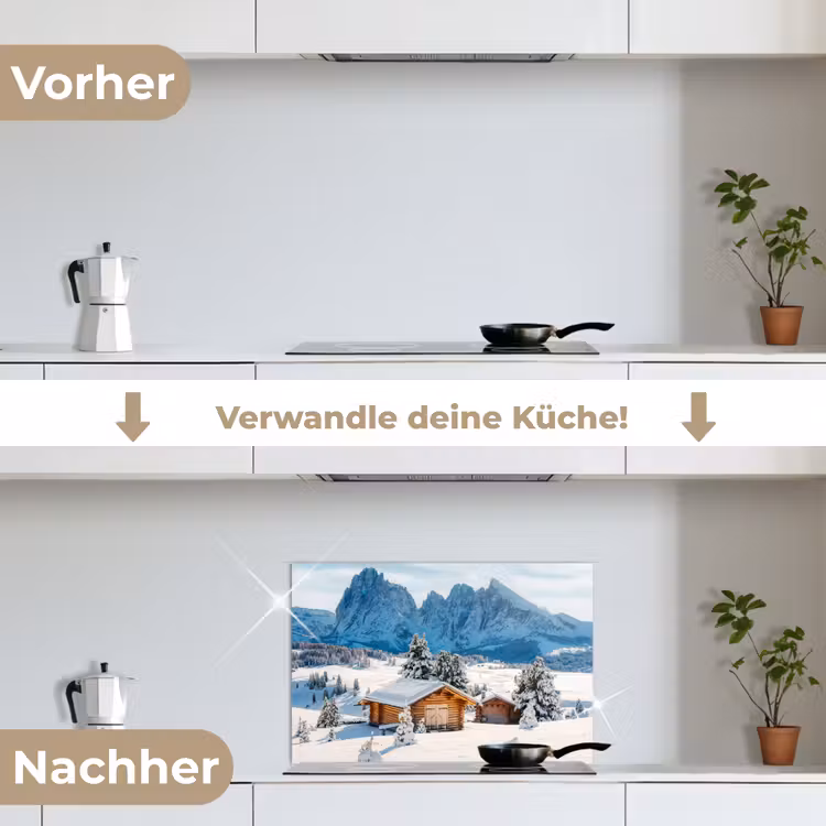 Spritzschutz Küche - Winter - Hütte - Berge - Aussicht - Schnee — 7