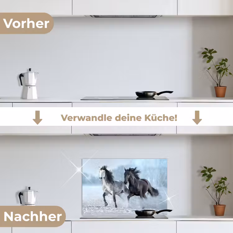 Spritzschutz Küche - Pferde - Winter - Tiere - Natur - Schnee — 7