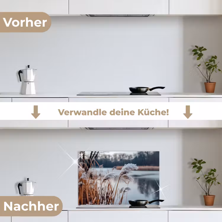 Spritzschutz Küche - Schilf - Gras - Natur - Winter - See — 7