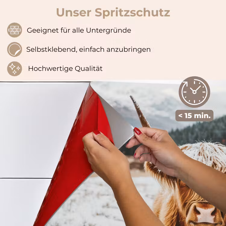 Spritzschutz Küche - Schottische Highlander - Landschaft - Schnee - Berge - Winter — 5