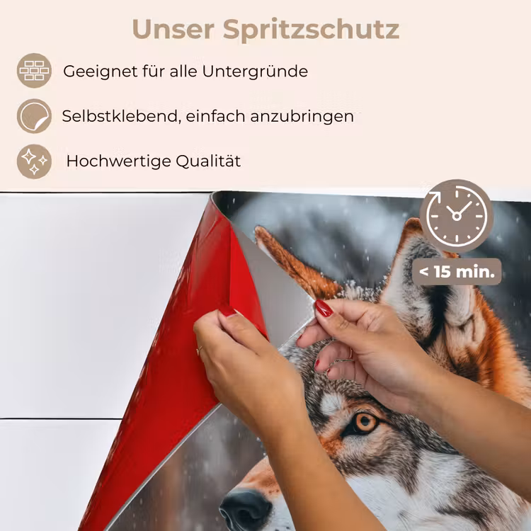 Spritzschutz Küche - Wolf - Schnee - Winter - Tiere - Natur - Schnee — 5
